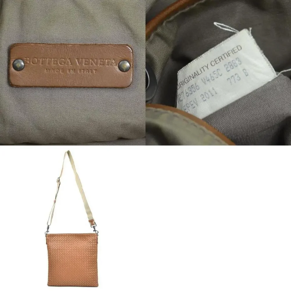 BOTTEGA VENETA Brown Leather Intrecciato Shoulder Bag